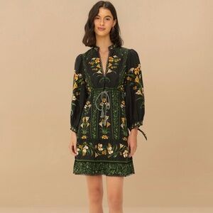 Black Flowers Arch Lenzing™ Ecovero™ Euroflax™ Mini Dres